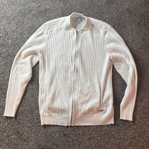 Guess Full Zip Ribbed Sweater Men’s Size (S) Small White